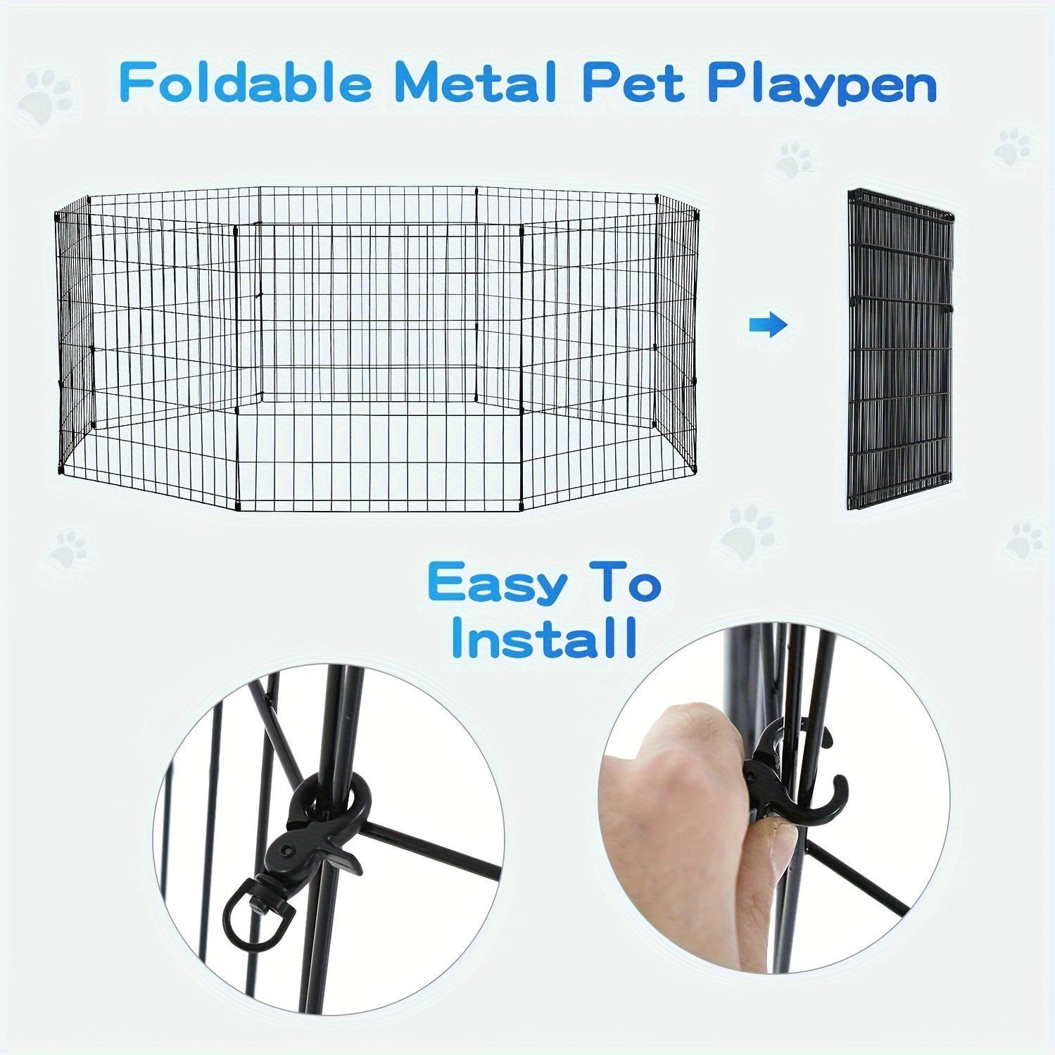 24/30/36/42/48 (H) Inches Pet Playpens for Dogs, Foldable Metal Wire Pet Fence Barrier, Indoor Outdoor Dog Gate for Large, Medium And Small Pets