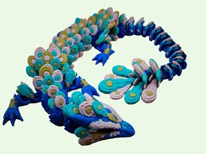 Peacock Dragon Articulated Toy - 3D Printed Design with Peacock Winged Fantasy Dragon - Multiple Decorative Options for Home Office, Desk & Ornaments Decoration