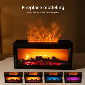 Flame Humidifier Aroma Machine with Multiple Colors LED Flame Effects, Remote Control Colorful Fireplace Air Purifier DiffuserLed Lamp Diffuser Essential Oil Diffuser Aromatherapy Machine With Cold Fog