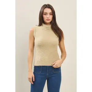 Fuzzy Turtleneck Vest