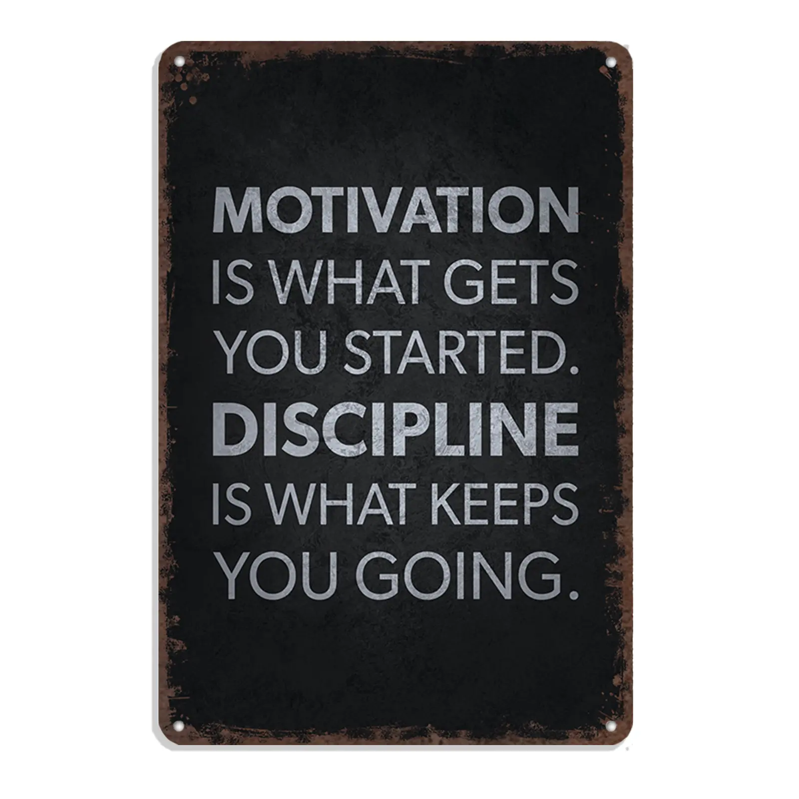 Motivation & Discipline Aluminium Metal Tin Sign - 8x12 in Easy DIY Home Decor Plaque, Durable Minimalist Fitness Wall Sign for Home Gym Training Room, Ideal Inspirational Workout Gift, Easy Diy Home Signs