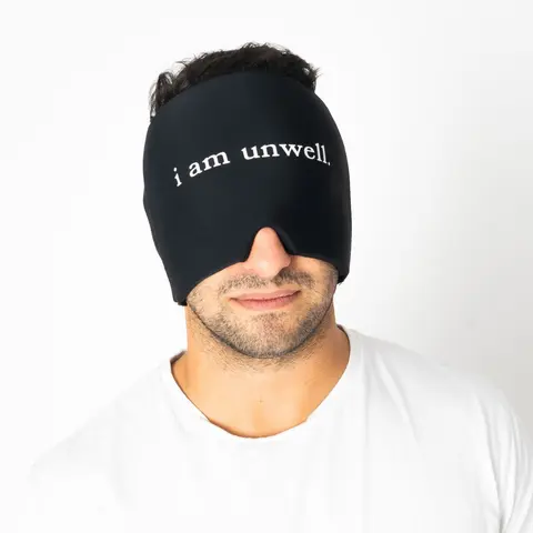 Hangover Relief Cap "I Am Unwell" Soft Squishy Silicone Gel Stretchable Design for Comfortable Fit and Relieve Hangover Symptoms Sleeping Masks Eye Masks