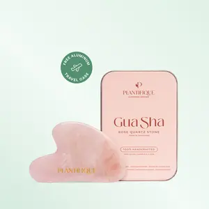 [PLANTIFIQUE Official Shop] Rose Quartz Gua Sha Facial Tool – Face Massage & Jawline Sculpting Tool – Lymphatic Drainage Skincare Tool for Puffiness Serum Smooth