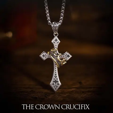 [2026 New Products] Crown Cross Artificial Gemstone Necklace - Personalized, Versatile, Stylish Design Necklaces, Elegant Personalized Necklace, Fashion Cross Pendant