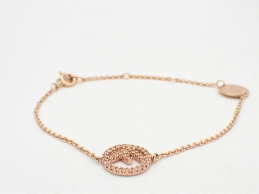 Pre-owned Fendi "F" Rose Gold with Stones Bracelet Perfect for Daily Use