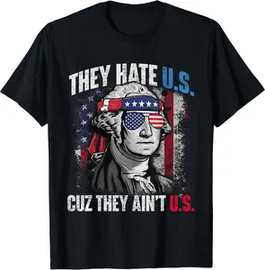 They Hate Us Cuz They Ain't Us USA American Flag 4th of July T-Shirt