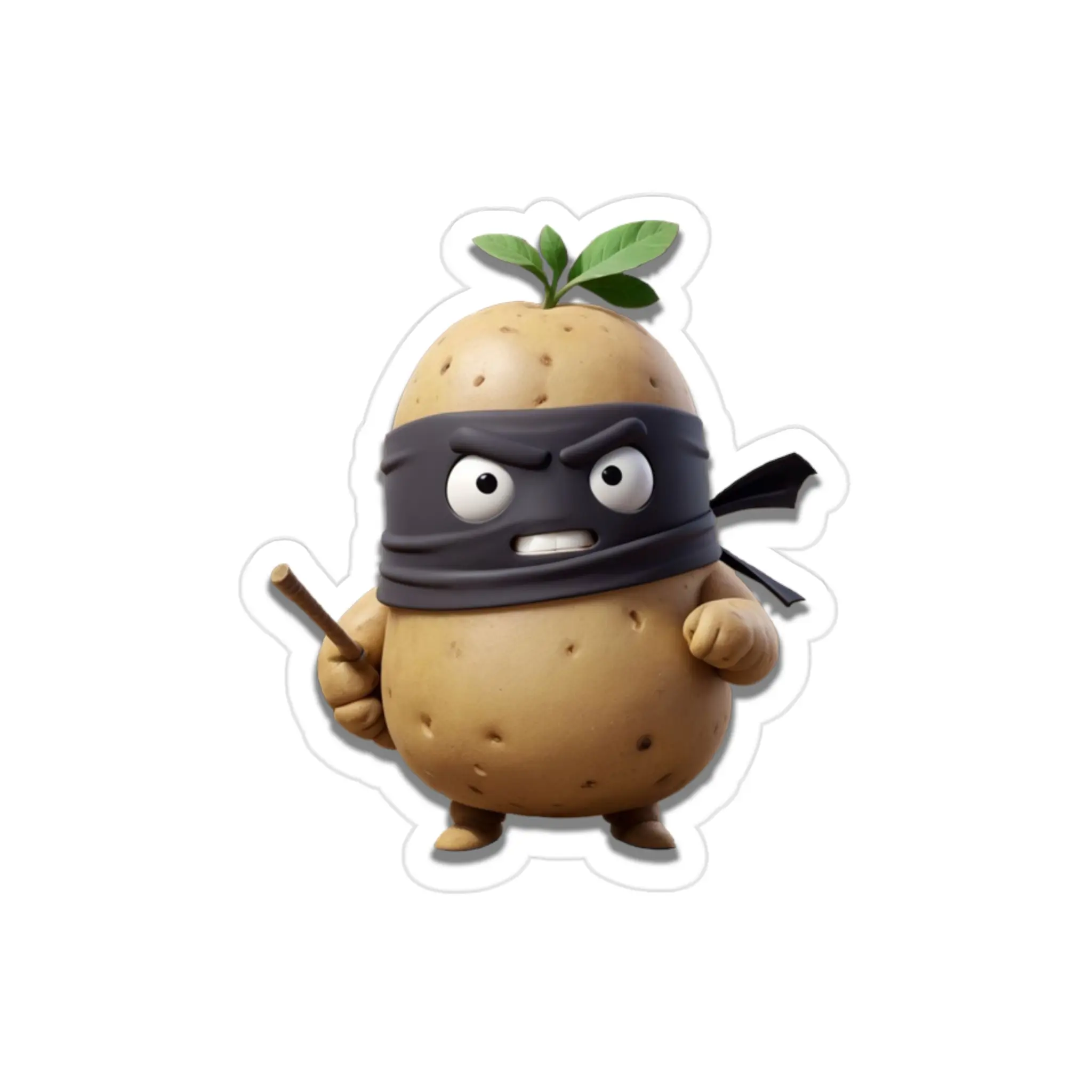 Angry Ninja Potato Warrior Sticker, Die-Cut Design, Perfect for Cars, Laptops, Hydro Flasks, Gifts for Law Enforcement, Motorcycle