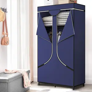 dealsforyoudays Portable Wardrobe Closet Clothing Organizer with Dustproof Non-Woven Fabric 34 Inch Clothes Hanging Rack for Bedroom