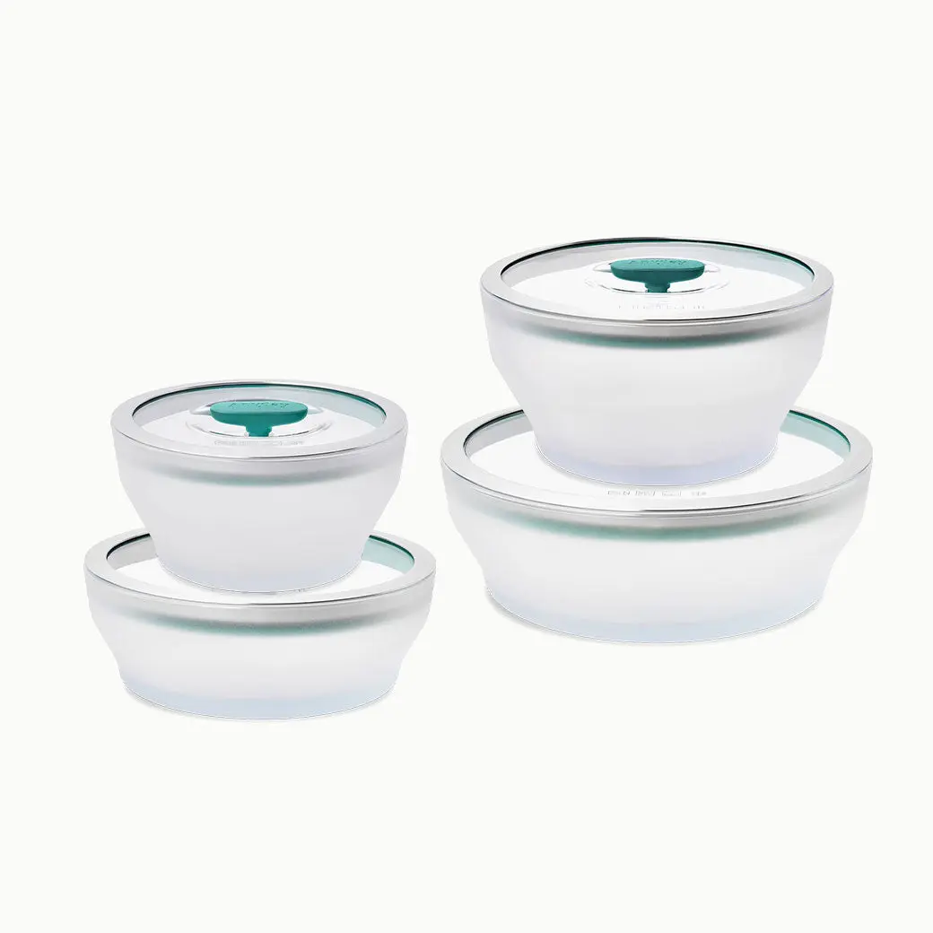 Anyday 8-Piece Microwave Cookware & Glass Food Storage Set with Glass Lids | Plastic-Free Containers | Stackable Airtight Steamer with Vented Lid for Microwave-Safe Reheating & Steaming Vegetables, Rice