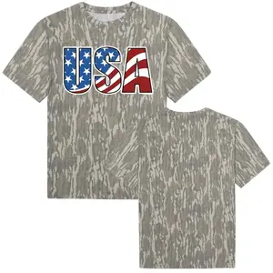 MHC Mossy Oak Camouflage USA Flag Graphic Tee – Patriotic Bottomland T-Shirt