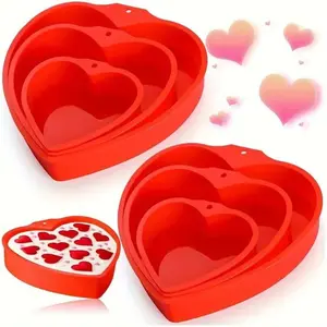 3 count  Heart Cake Pan, 4 6 8 inches Heart Shaped Cake Pan Nonstick Cheesecake Mold   Grade  Baking Mold for Baking Brownie Valentine Mother Wedding Birthday Day, Red