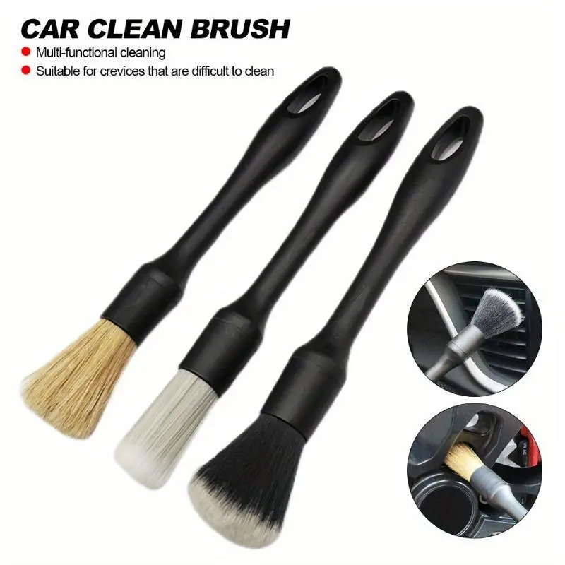 3PCS Car Detailing Brush Super Soft Auto Interior Detail Brush With Synthetic Bristles Car Dash Duster Brush Accessories Cleaning Tools