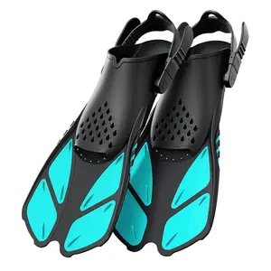 Adjustable Buckle Short Fins, 1 Pair Lightweight & Easy To Wear Swimming Fins, Perfect for Snorkeling & Diving, Water Sports Equipment