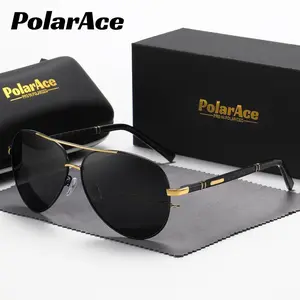 PolarAce Unisex Metal Polarized Sunglasses Outdoor Travel Driving Glasses Spring Hinge Sunglasses