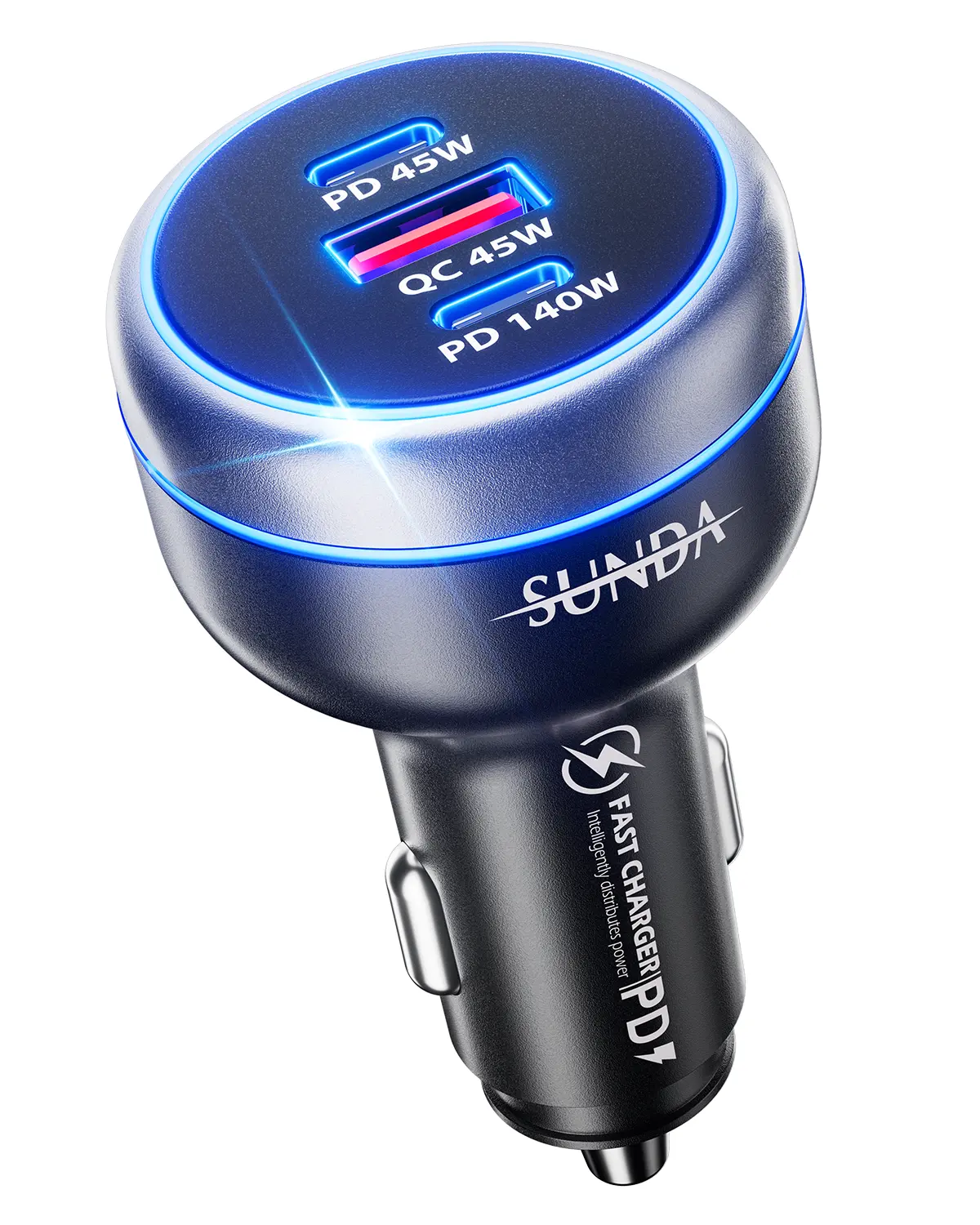 230W USB C Fast Car Charger PD140W/PPS63W/QC45W, 3-Ports Mutiple Car Charger Adapter, 12-24V Cigarette Lighter Adapter, Fast Charging for iPhone/MacBook/iPad/Laptop/Samsung/Pixel/Android