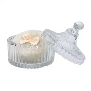 Elegance Powder Jar with Clear Glass Lid and Pink Bow