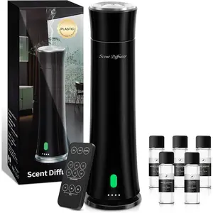 Hotel Scent Diffuser Starter Kit - 1500 Sq Ft Coverage, Oil Diffuser, Waterless Diffuser for Home, Hotel, Office, 5 Scent Oils Included, Large Room, Black, 11In