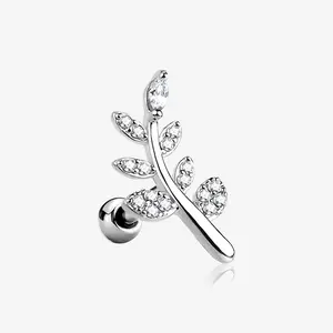 Sparkle Autumn Leaf Cartilage Tragus Barbell Earring