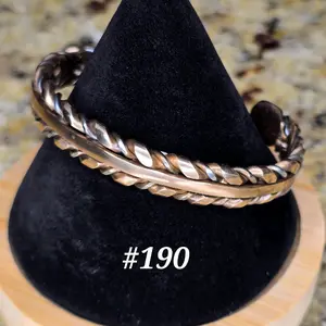 #190 Silicon Bronze SS 5 3/4" x 3/8" Cuff Bracelet Handmade Artisan Jewelry Unisex Gift Ready Hand Woven Open Cuff Design Comfortable Daily Wear