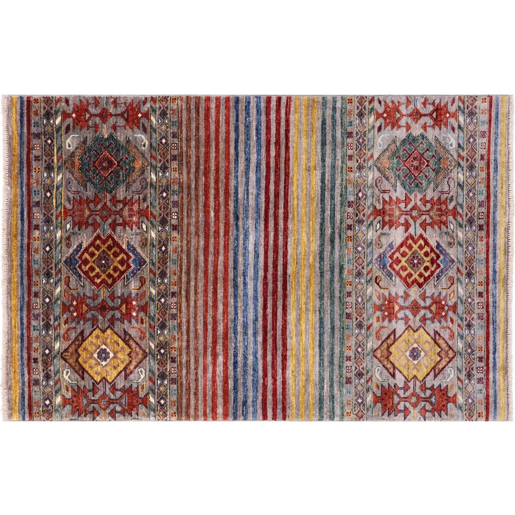 3' 3" X 5' 1" Khorjin Super Kazak Hand-Knotted Wool Rug - Q17079