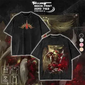 Warhammer 40K Blood Angels Primarch Sanguinius Graphic T-shirt Crewneck Sweatshirt Hoodie Tank Top Streetwear 100% Cotton Oversized 40K Fan Gift Heavyweight Aesthetic Washed Print Unisex Top Dark Grimdark Design