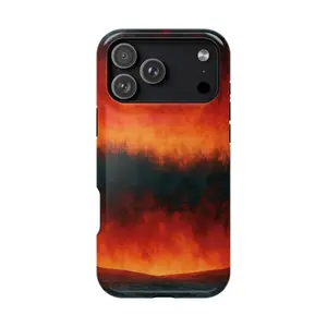 Burnt Amber Orange Gradient Black Blending Phone Case: iPhone 17 17e 16 15 14 13 12 Pro Max Air | Galaxy S26 | MagSafe Wireless Charging