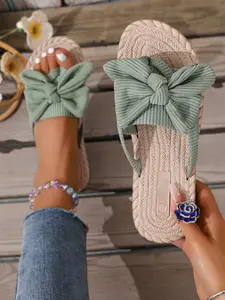 Women Fashionable Beach Flip Flops, Large Size Toe Ring Sandals For Outdoor Vacation, Fashion Slides