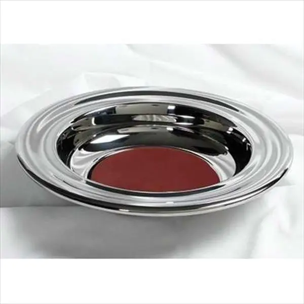 Broadman Holman 43549X Offering Plate Silvertone Stainless Steel Red 12 In.
