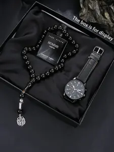 Men's Watch & Rosary Beads & Perfume Set, Fashion Watch Set for Party, Daily Decor, Trendy All-match & Exquisite Watch Set for Birthday Gift