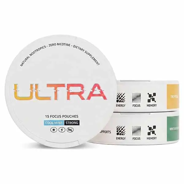 Ultra Focus Pouches (Variety Pack, 3 Cans) Nicotine-Free, Caffeine-Free | Enfinity Paraxanthine | Vitamin B6 + B12, L-Theanine, Alpha GPC, Ginseng | Nootropic Energy & Clarity Pouches