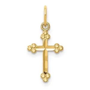 14kt Yellow Gold Small D/C Budded Cross Pendant