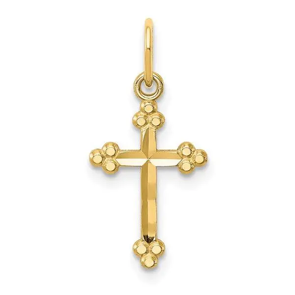 14kt Yellow Gold Small D/C Budded Cross Pendant