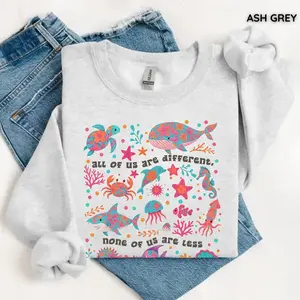 Gildan Autism Inclusion Sweatshirt, Neurodivergent All of Us Are Different Crewneck, Summer Special Education Teacher Tee, Gift for Teachers