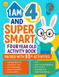 I Am 4 and Super Smart : Four Year Old Activity Book Packed With 95+ Activities: Fun & Educational Workbook for Preschooler : Christmas Birthday Gifts for 4 Year old Girls and Boys
