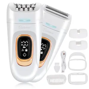 2 in 1 Women's Electric Hair Remover, Portable Bikini Trimmer for Arms, Underarms, Legs, Wet & Dry Use Hair Trimmer for Body, Rechargeable Epilator, LED Display, Waterproof, USB Rechargeable Trimmer