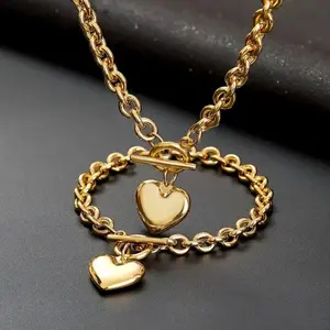 Women's Dainty Pearl Necklace and Bracelet Set, 18in+8in Gold-Plated Chain, Minimalist Costume Jewelry for Daily Wear