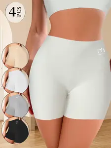 QUASTI 4-Piece High-Waisted Tummy Control Seamless Women's Shaping Panties, Breathable, Soft and Smooth Fabric, Butt Lifting Shapewear, Solid Color, Close-Fitting Shaping Panties, Everyday Comfort, Sizes S-5XL