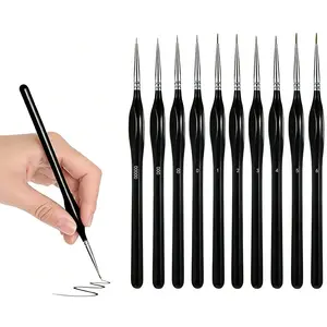 10 Pcs Micro Detail Paint Brush Kit, Miniature Small Brushes with Natural Wood Handle, Perfect for Acrylic Watercolor Face Nail & Model Painting