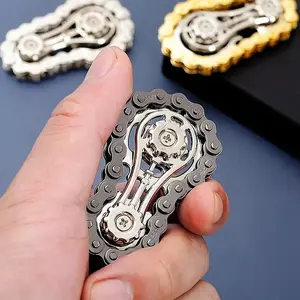 Quiet Bike Chain Fidget Spinner with CNC Machined Stainless Steel Gears - Steampunk Desk Relief & Focus Tool for Adults, Collectible Mechanical Fidget Toy Suitable for Office & Anxiety Relief