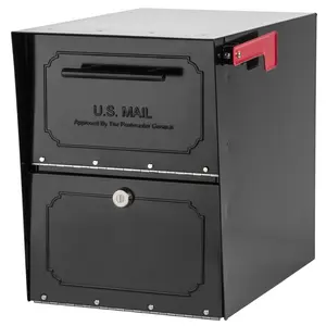 212 MAIN Architectural Mailboxes Oasis TriBolt Post Mount Locking Mailbox - Black, Galvanized Steel, Heavy Gauge, Concealed Clip, Security Feature