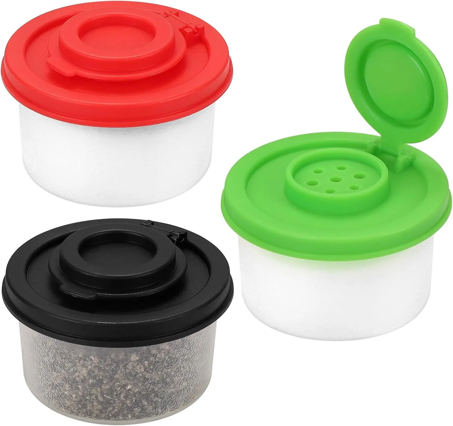 Mini Salt Shaker to go Moisture Proof Salt Pepper Shakers Spice Container Dispenser 3PCS