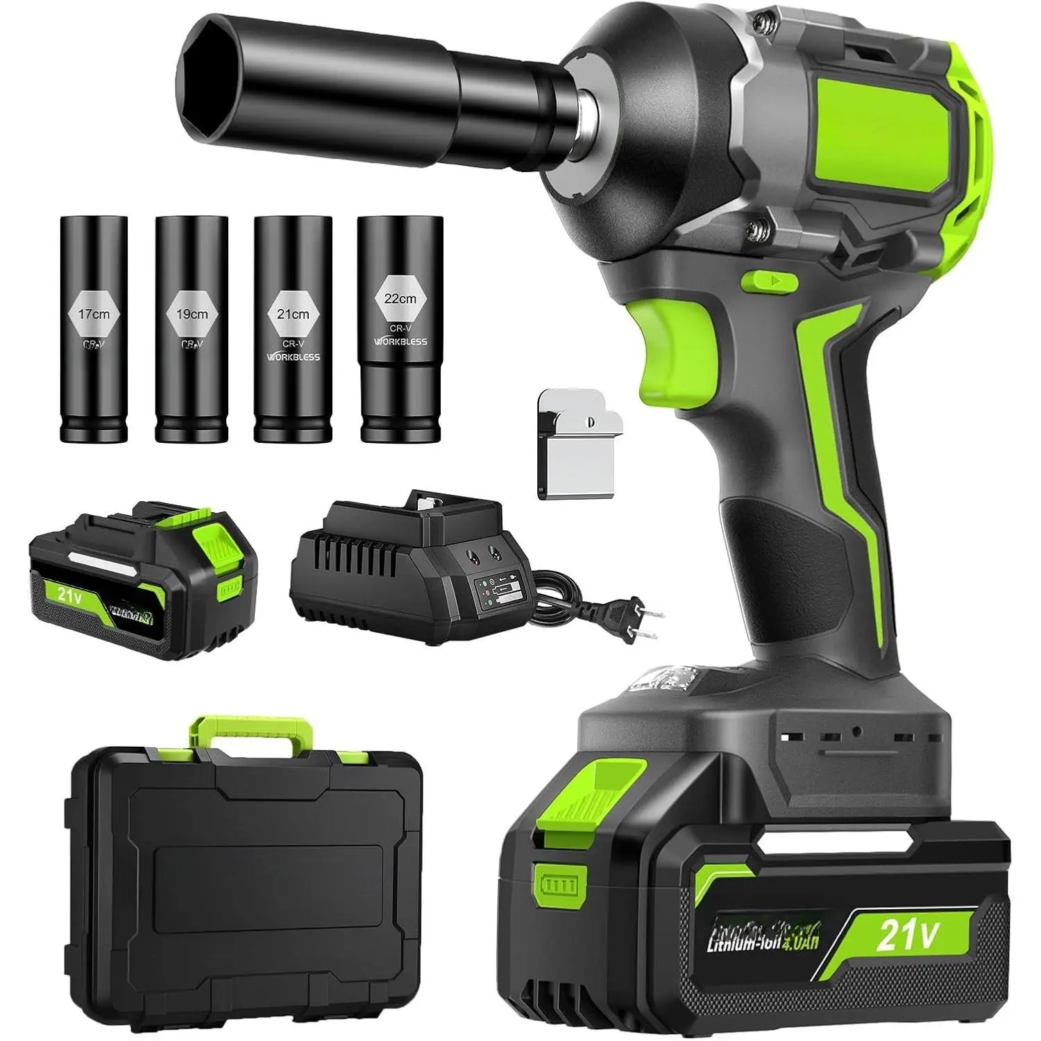 1/2 Brushless Cordless  Wrench Kit, Max 850Nm (630ft-Lbs) Lightweight Electric   with Variable Speed, 1 Pack 20V 4Ah , 4 Sockets for  & DIY Project