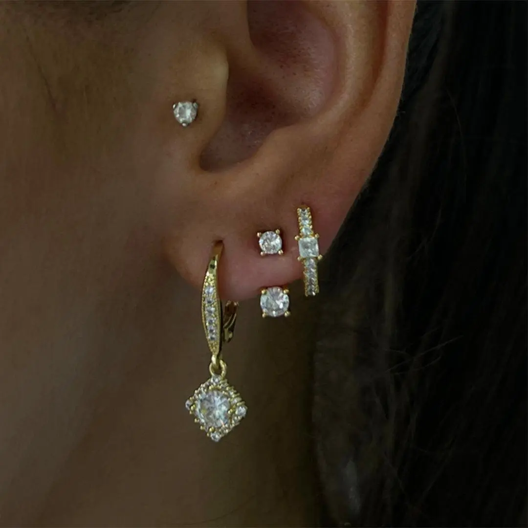 EVRY JEWELS Gold or Silver Plated Women's Hypoallergenic Princess Earrings