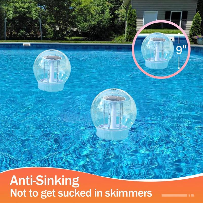 Solar Pool Chlorine Floater with Lights, Collapsible Chlorine Tablet Floater Fits Up to 4 Pieces 3 Inch Tabs, 9 Inch Adjustable Flow Floating Chlorines Dispenser for Pool Hot Tub Spa