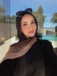 Women's Wide Brim Gradient Scarf, Head Scarf, Bali Silk Summer Sunscreen Shawl, Casual Fitted Style, All Seasons Travel Accessory, Chic Romantic Fashion, Hijab For Muslim