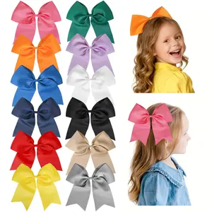 JoyBowie 12-Piece 8-Inch New Year Limited Edition Bow Hair Accessories for Girls High-Quality Toddler Hair Clips in Multiple Colors Perfect for Pigtails & Decorative Braids  #Summervibes