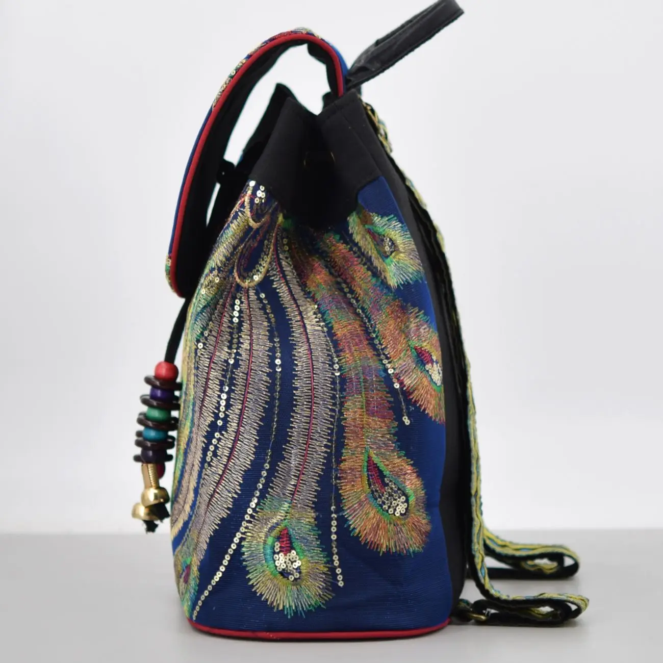 WorldFinds Women\'s Backpack Bag Boho Chic Eclectic Kutch Embroidered Convertible Boho Embroidered Canvas Backpack – Travel & Daily Use  main image 2