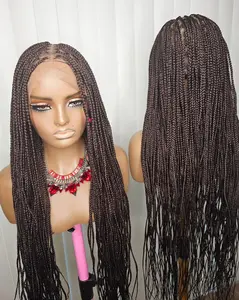 36-Inch Brown Knotless Braided Wig – Long Elegant Braids for Beautiful Women