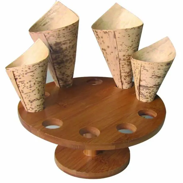 PacknWood 210SBAM10 Bamboo Cone and Temaki Display Organiser - 10-Hole, 2-Pack Storage Racks