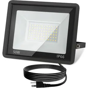 50W LED Flood Light Outdoor, 5000LM Super Bright Floodlight Outside Work Light with Plug, 6500K  White LED Flood Light Outdoor, IP66  Outdoor Flood Light-1Pack